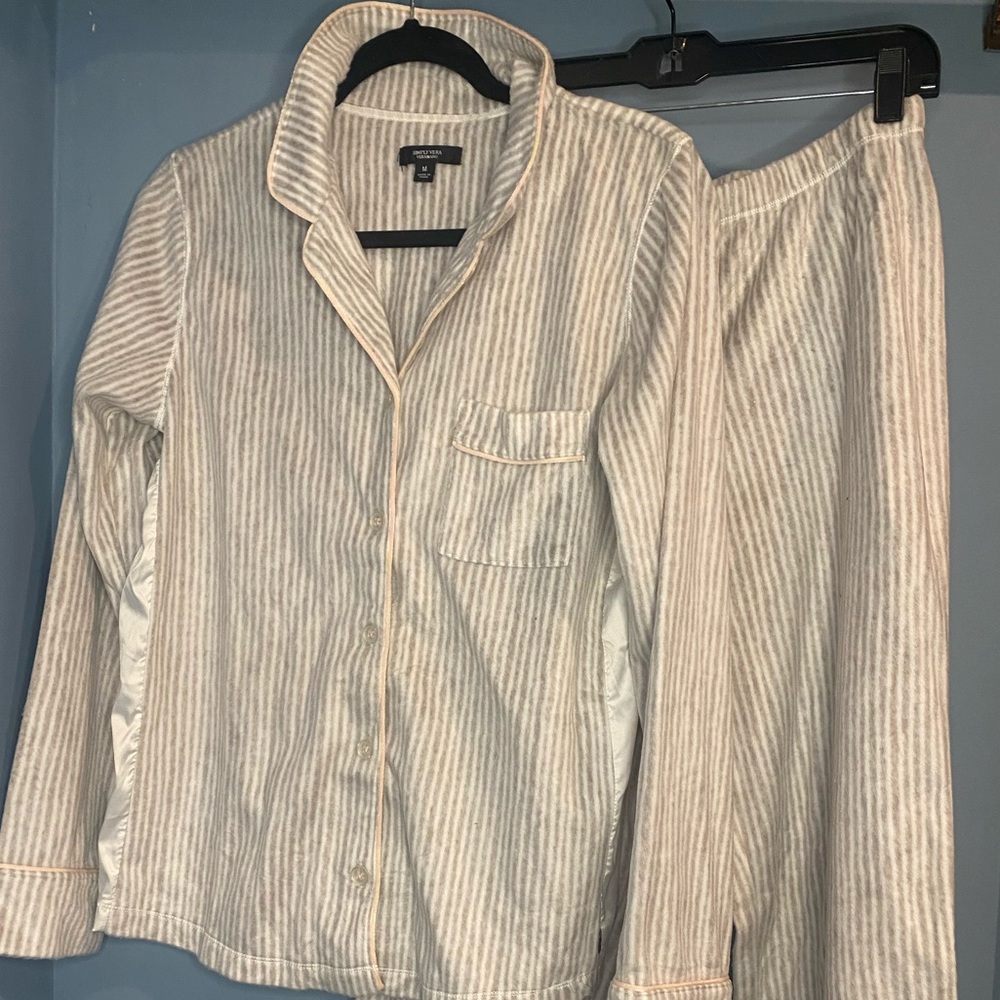Simply Vera Vera Wang Cream and Light Tan Striped Pajama Set